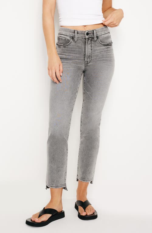 Shop Good American Good Classic Raw Step Hem Straight Leg Jeans In Black330