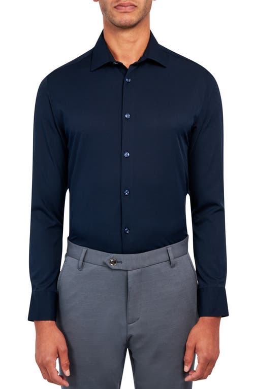 Shop Brooklyn Brigade Slim Fit Solid Performance Dress Shirt In Navy