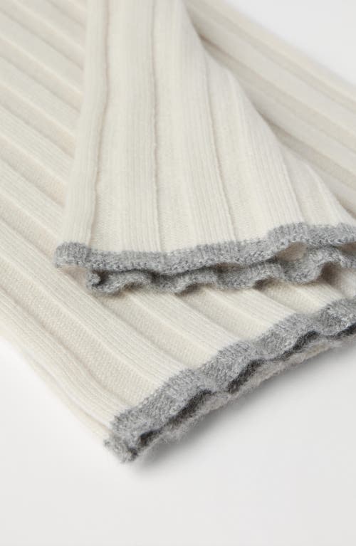 Shop Brunello Cucinelli Cashmere Rib Knit Scarf In Off-white