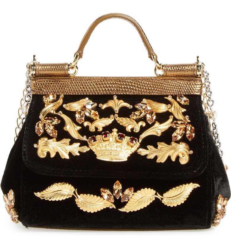 Dolce&Gabbana 'Mini Sicily' Velvet Shoulder Bag | Nordstrom