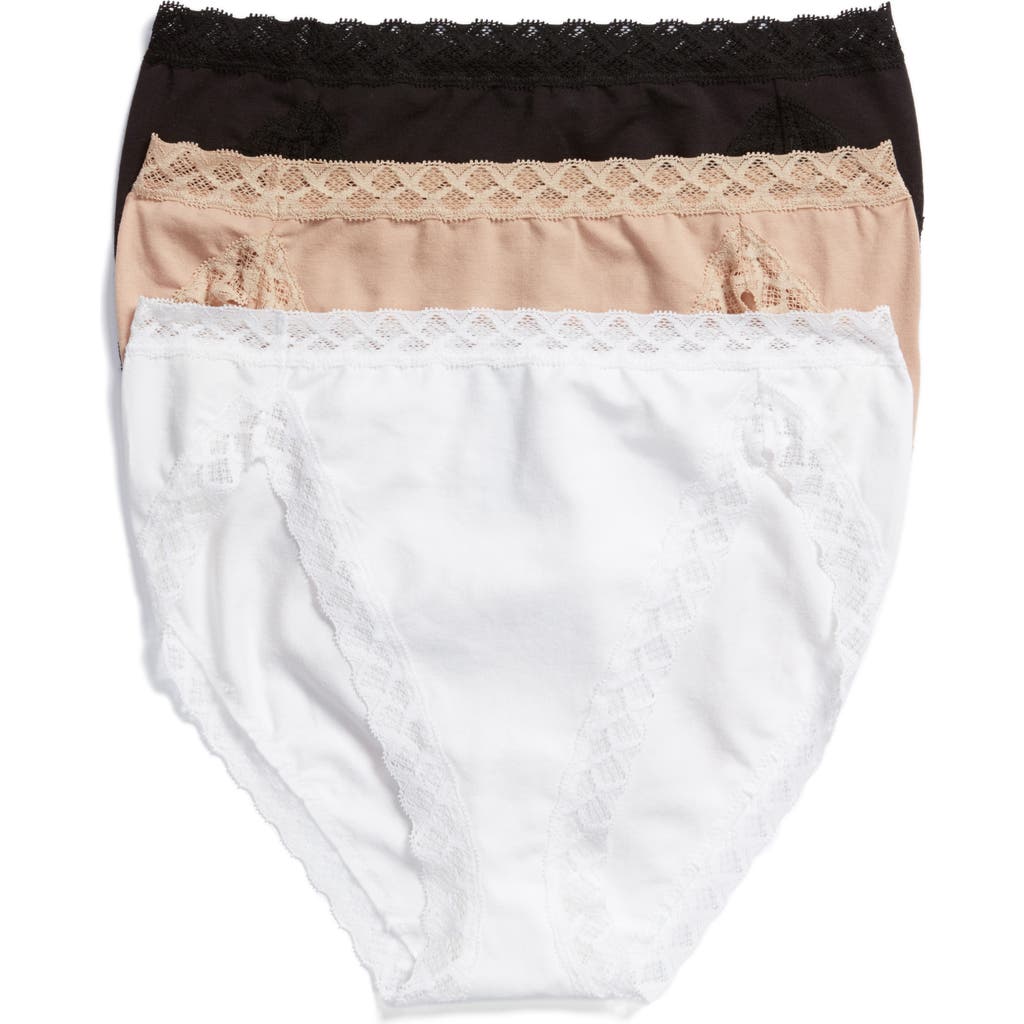 Natori Bliss 3-pack French Cut Briefs In Black/cafe/white
