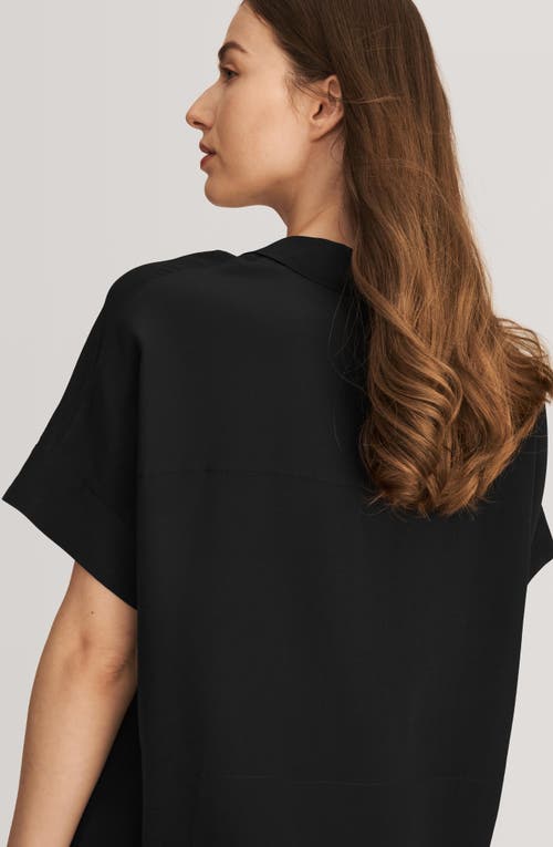 Shop Lilysilk Casual Short Sleeves Loose Silk Shirt In Black