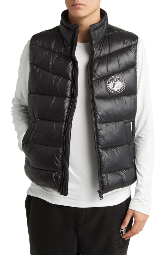 Hugo Boss X Nfl Corner Recycled Polyamide Puffer Vest In Las Vegas Raiders Black