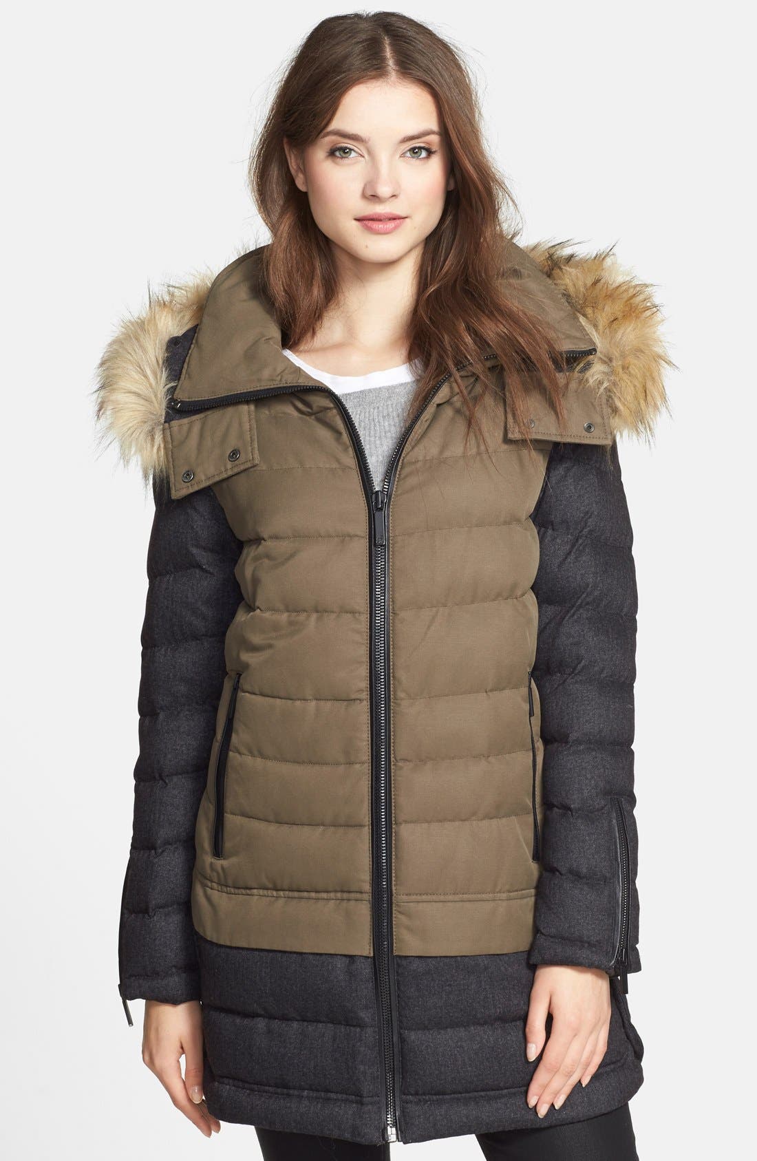 AB Faux Fur Trim TwoTone Quilted Parka Nordstrom