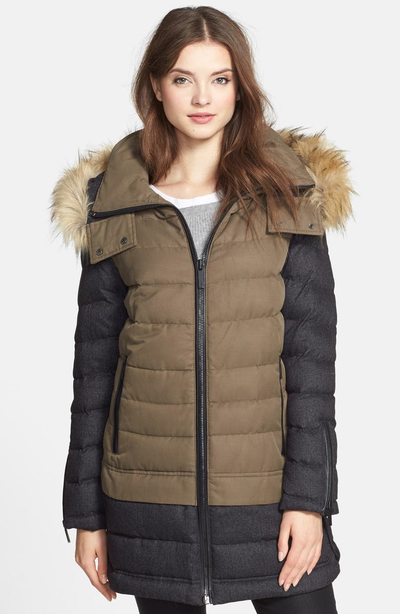 AB Faux Fur Trim Two-Tone Quilted Parka | Nordstrom