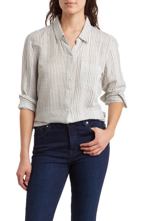 Lucky Brand Women's Plaid Cotton Knit Button Up Shirt Gray Size XX-Large 