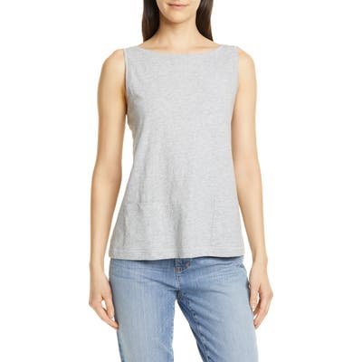 Eileen Fisher Bateau Neck Organic Cotton Tank, Grey