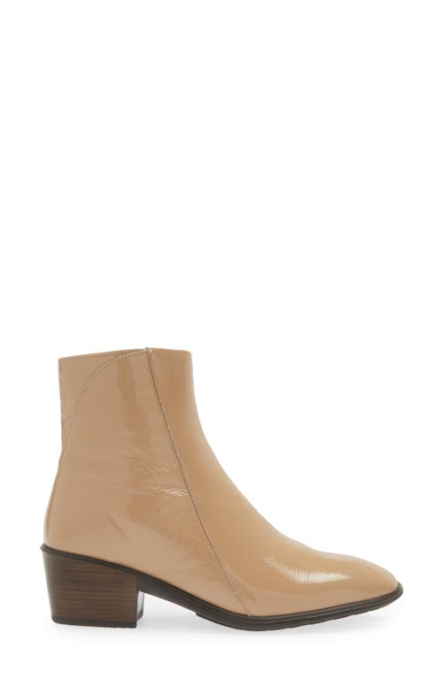 Naot Goodie Zip Boot In Camel Crinkle Patent Leather