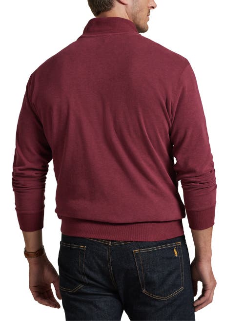 Polo Ralph Lauren Men's Big & Tall Luxury Jersey Quarter-zip Pullover In Vintage Port