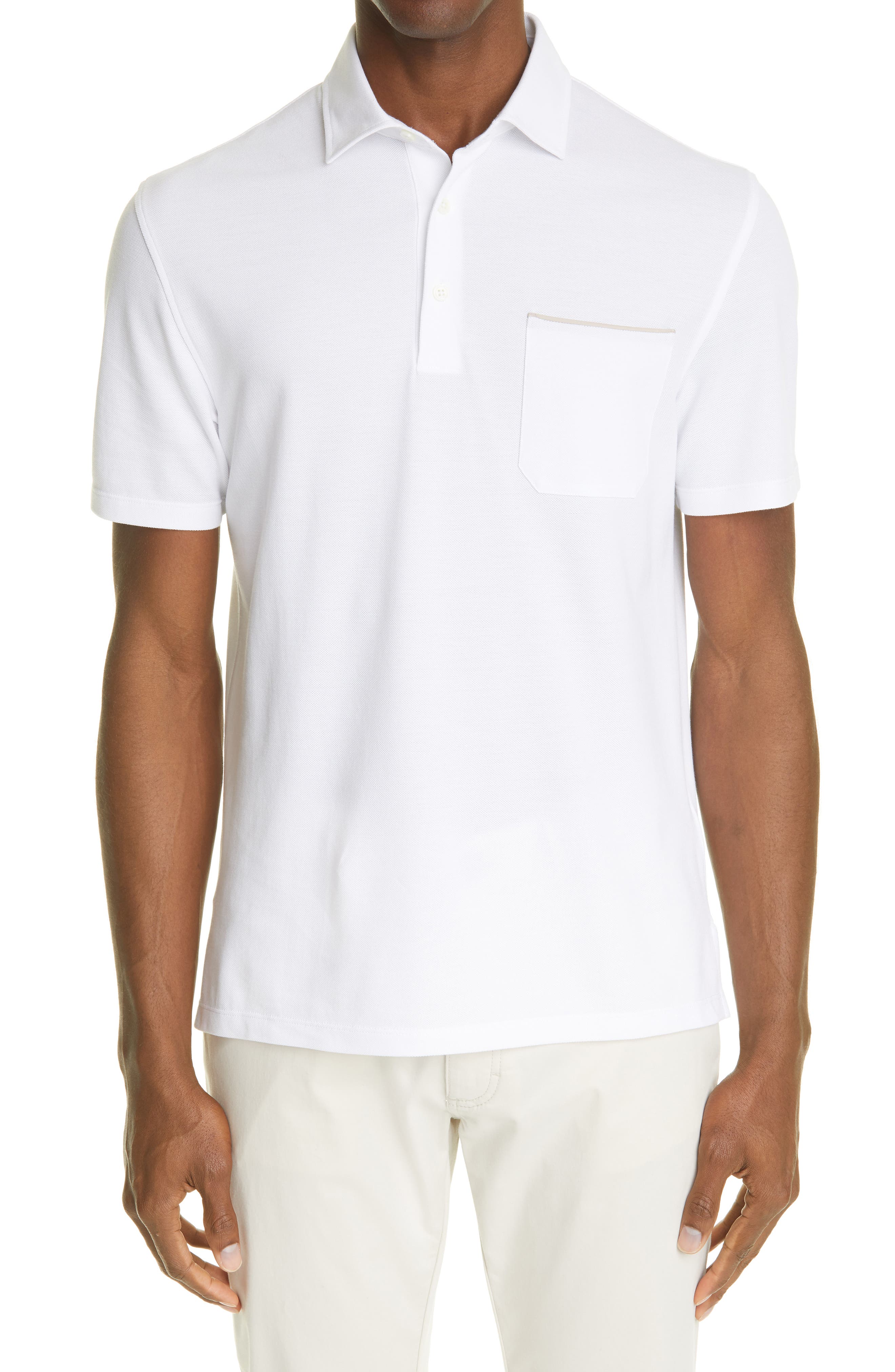 white polo shirt with pocket