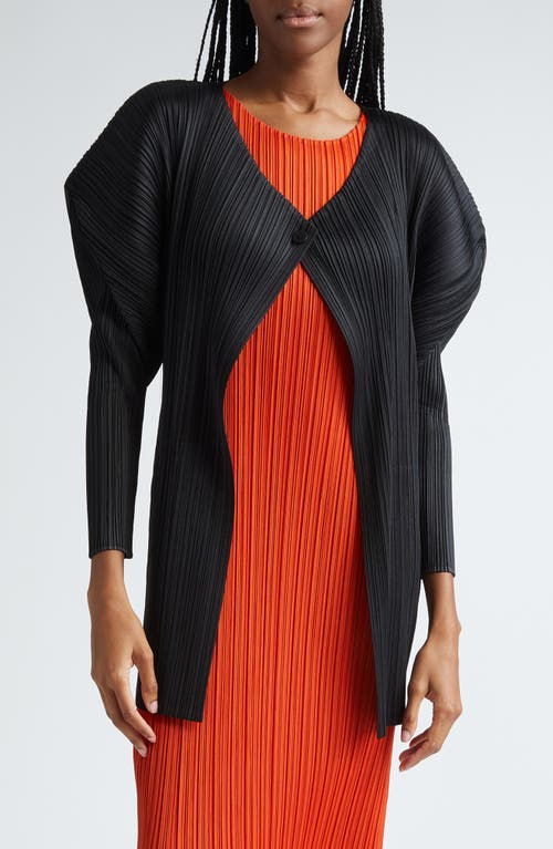 Shop Issey Miyake Pleats Please  Monthly Colors July Pleated Cardigan In Black