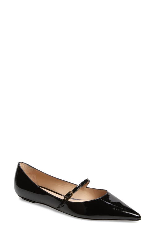 Shop Stuart Weitzman Emilia Mary Jane Flat In Black Patent