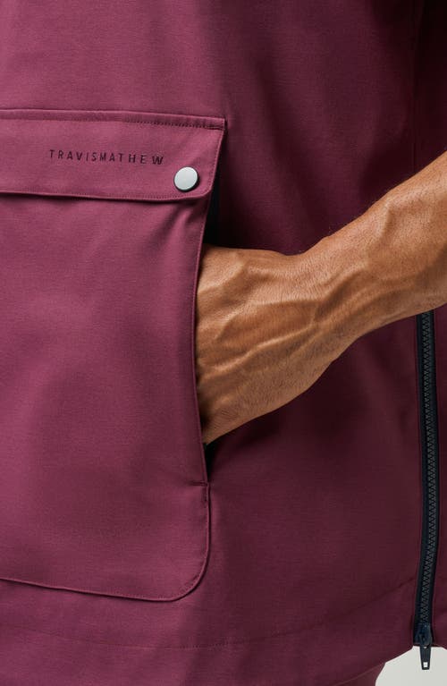 Shop Travismathew Sport Mode Short Sleeve Hoodie In Mauve Wine