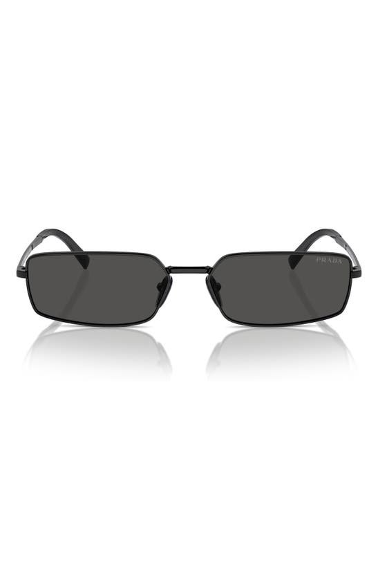 Prada 59mm Rectangular Sunglasses In Black/ Grey
