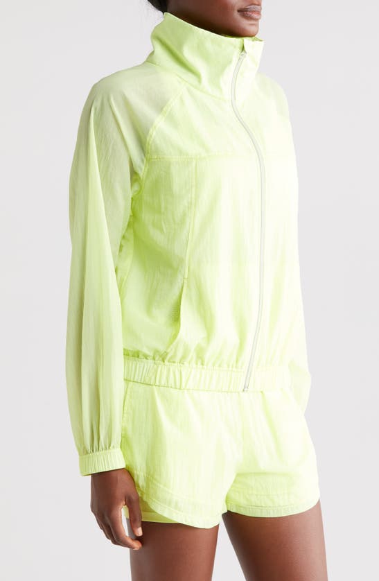 Shop Zella Expression Sheer Jacket In Green Finch