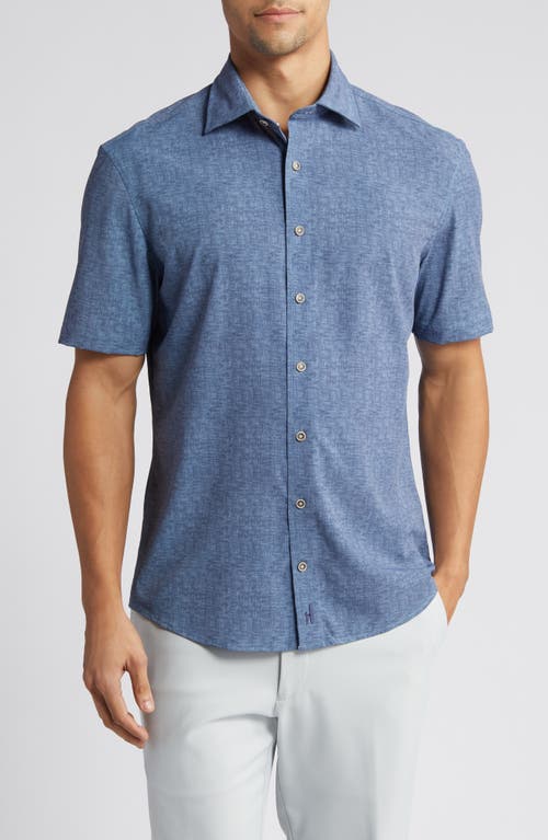 johnnie-O Avin Knit Short Sleeve Button-Up Shirt Lake at Nordstrom,