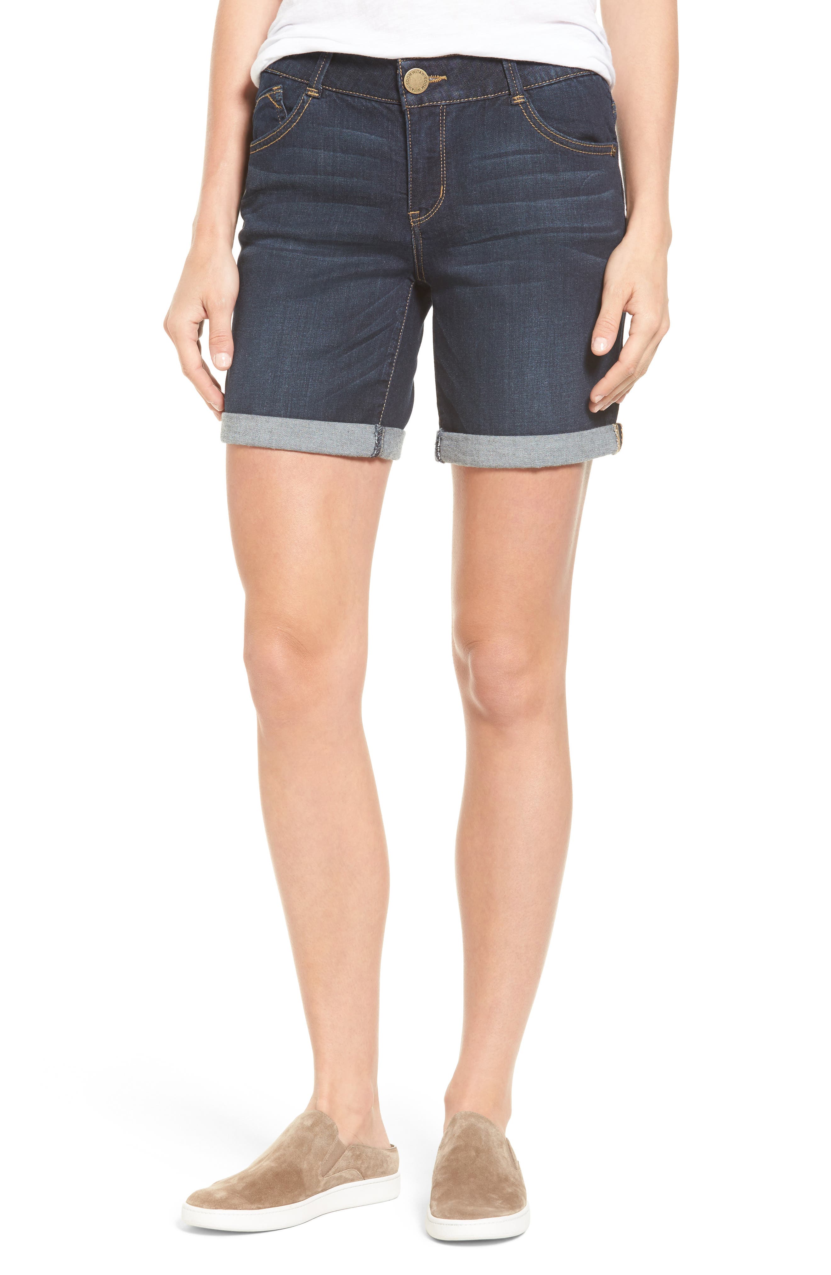 cuffed denim shorts