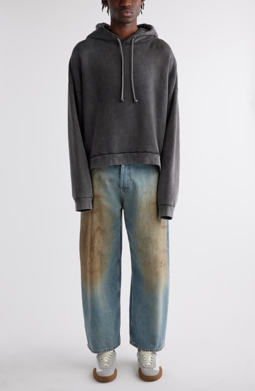 Acne Studios Logo Patch Cotton Hoodie In Faded Black