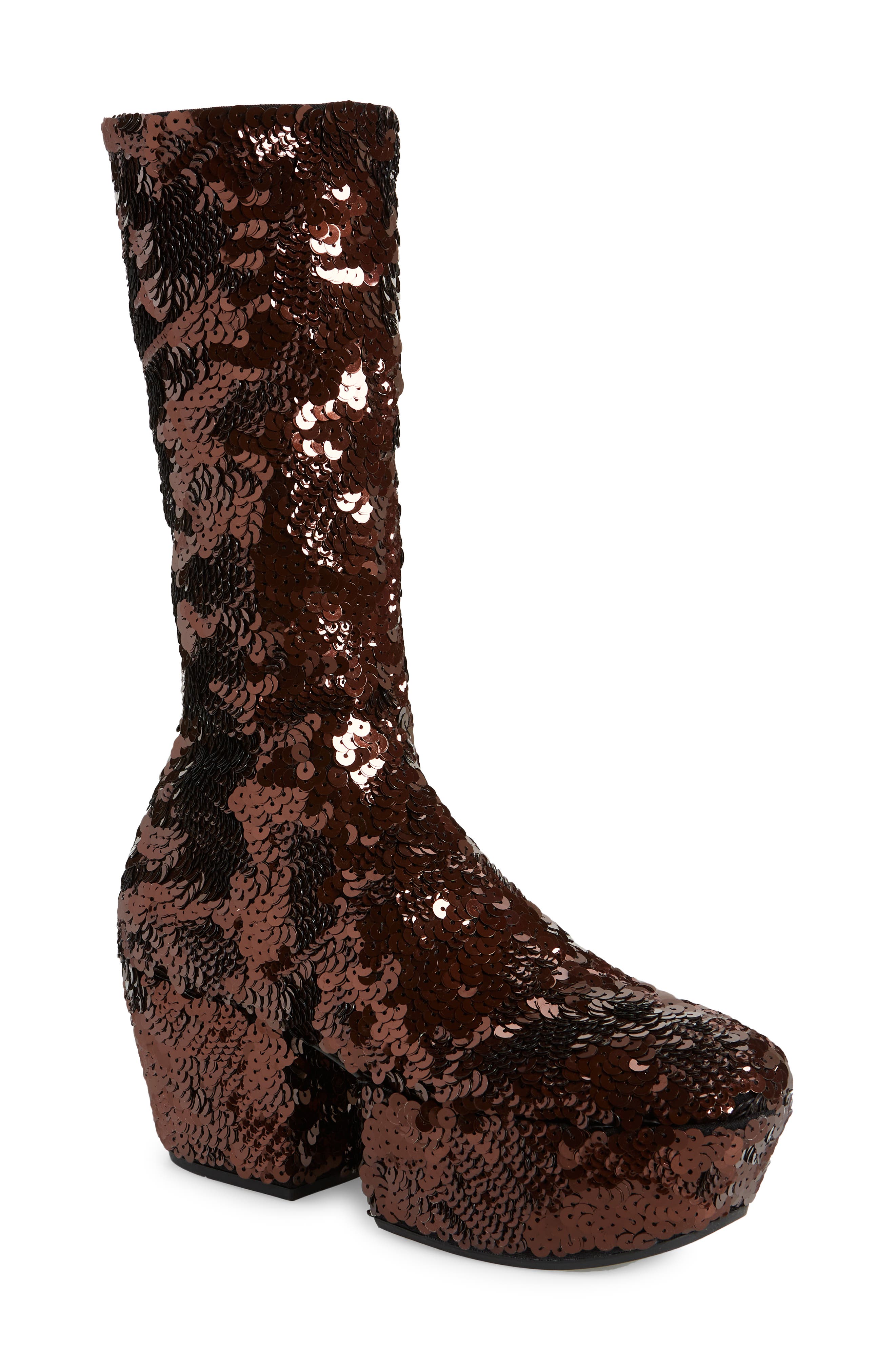 brown sequin boots