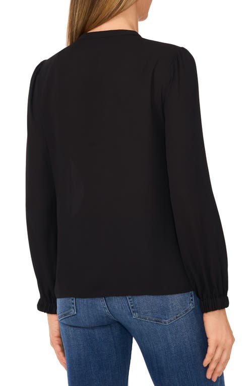 Cece Pearl Button Top In Rich Black