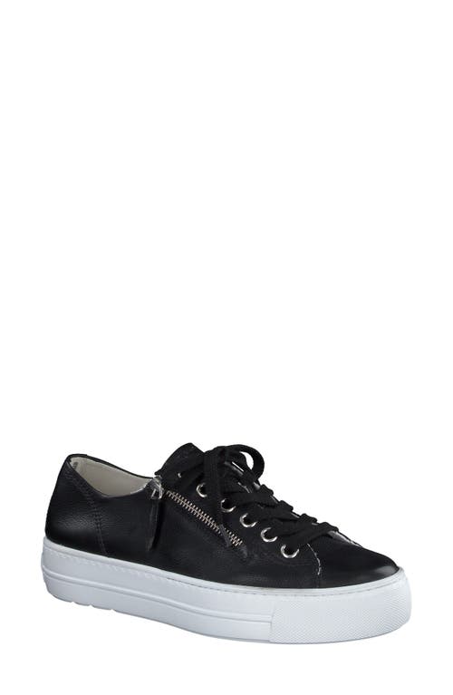 Skylar Platform Sneaker in Black Leather