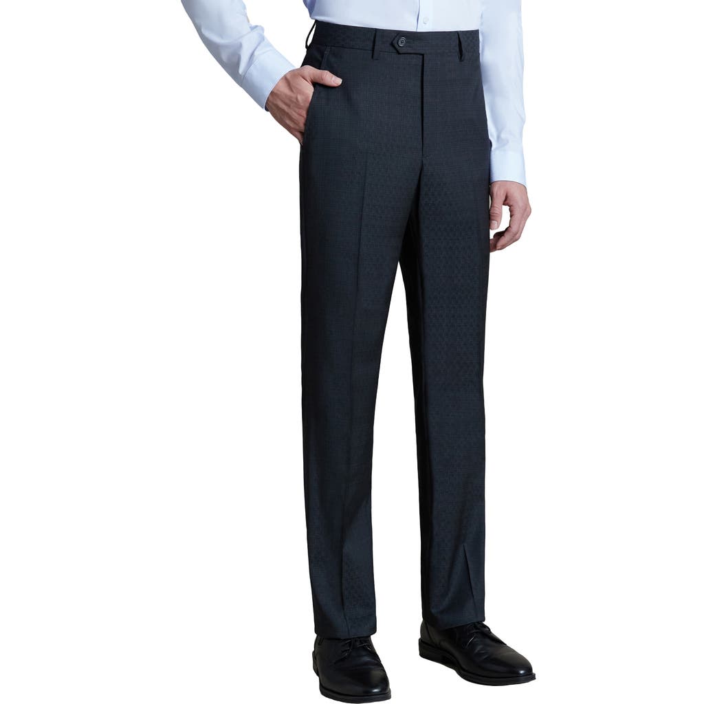 Santorelli Roma Broken Screen Regular Fit Dress Pants In Charcoal