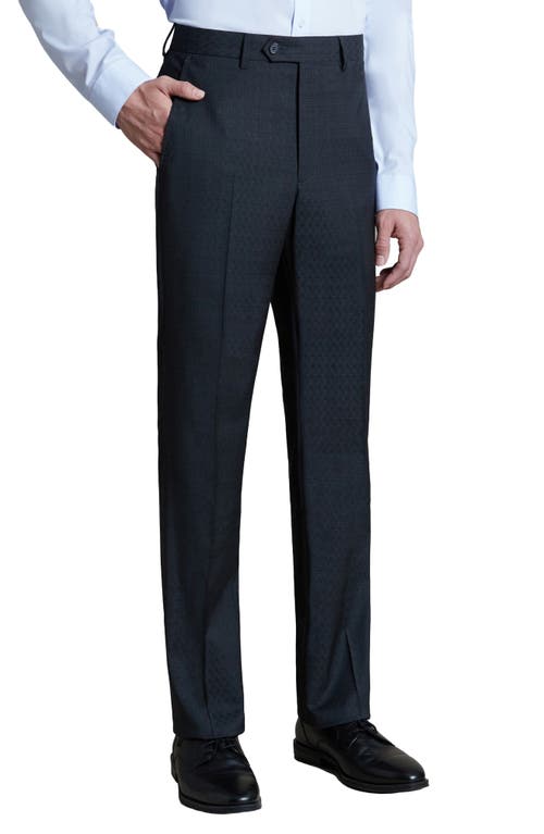 Shop Santorelli Flat Front Stretch Wool Dress Pants In Charcoal