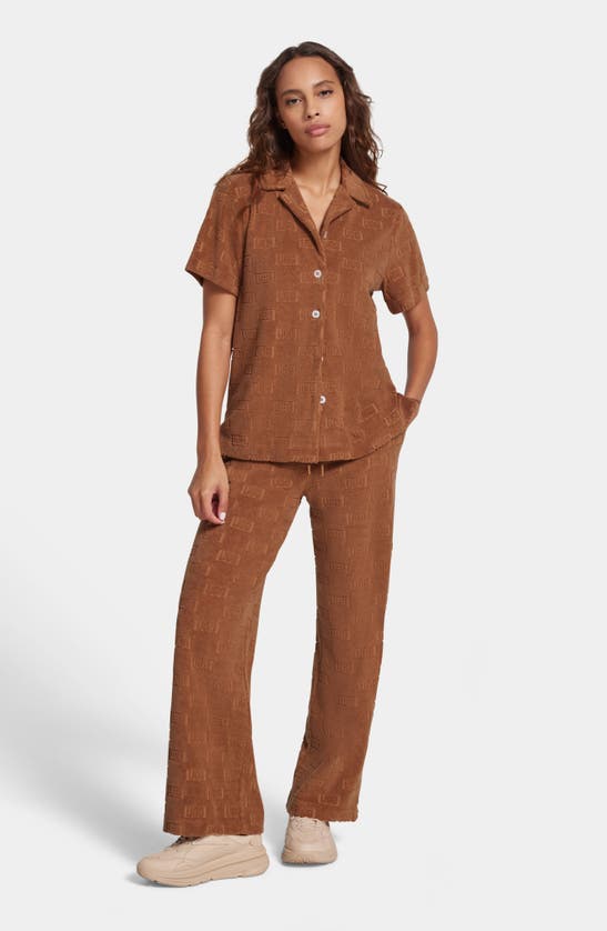Shop Ugg Shirina Block Terry Cloth Pajama Top In Cedar Bark