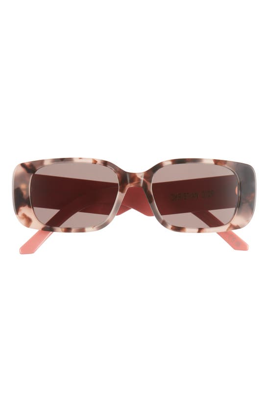 Dior Wil S2u 53mm Rectangular Sunglasses In Red Havana / Smoke
