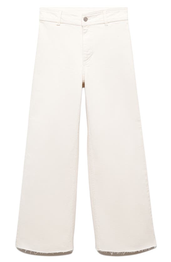 Shop Mango High Waist Raw Hem Culotte Jeans In Off White