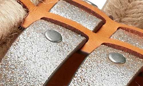 Tory Burch Fisherman Platform Espadrille In Brandy/silver/silver