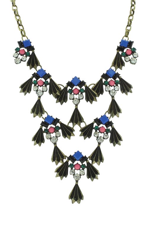 Shop Olivia Welles Abby Drop Necklace In Burnished Gold/multi