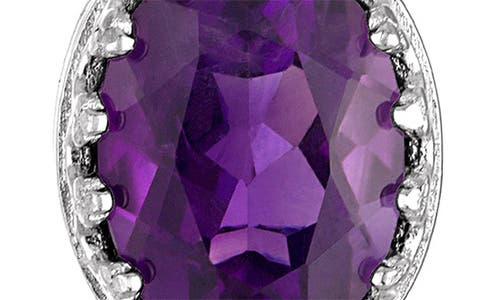 Fzn Sterling Silver Oval Stone Drop Earrings In Amethyst