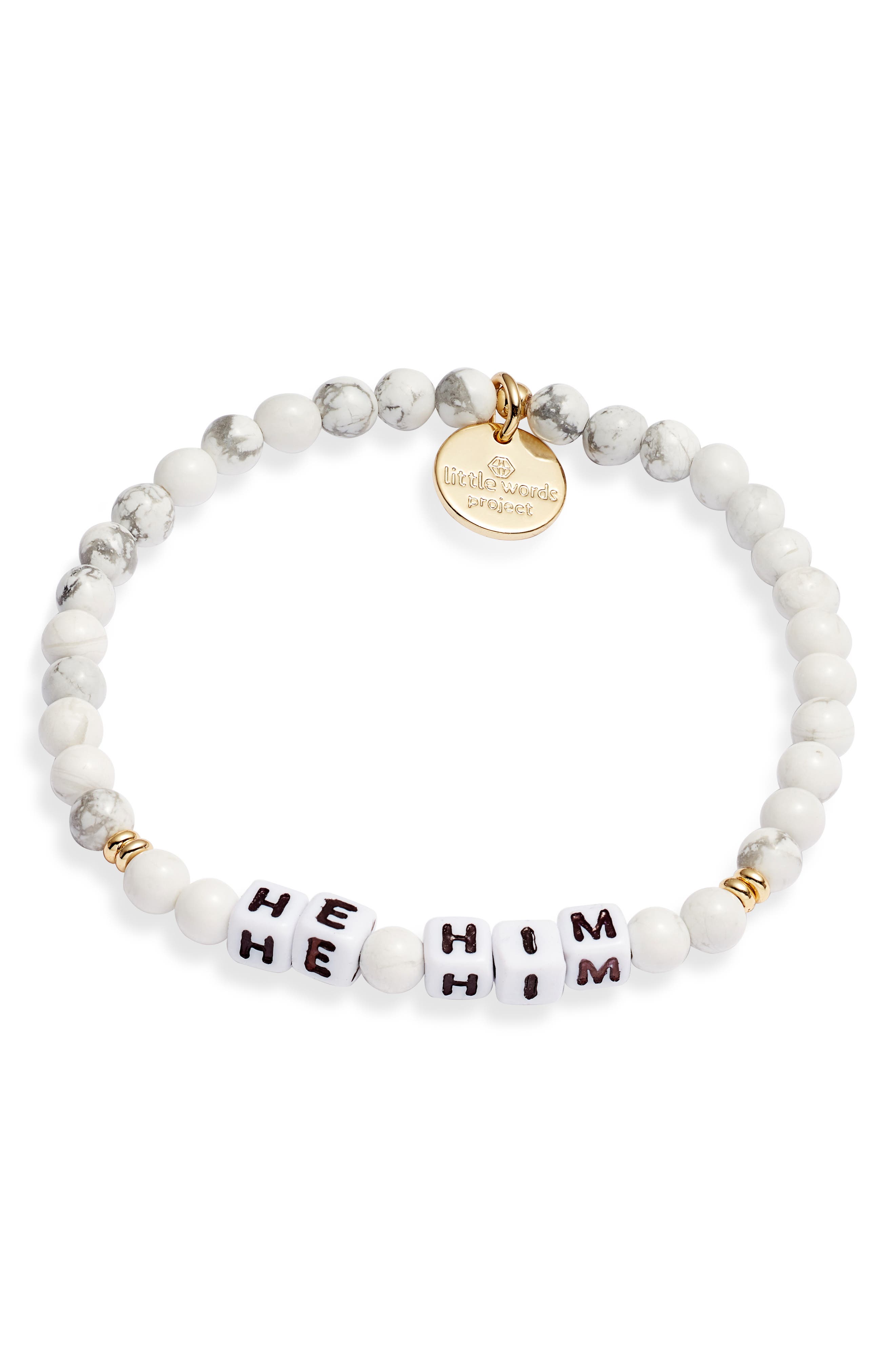 Little Words Project He/him Beaded Stretch Bracelet In White