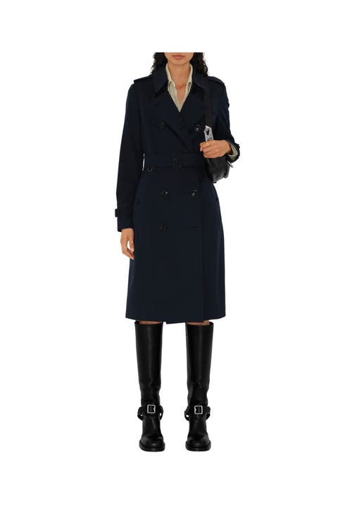 Burberry Long Cashmere Blend Kens In Coal Blue