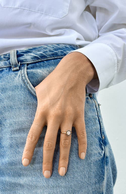 Adornia Fine Moonstone Hexagon Ring In White