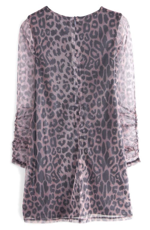ALLSAINTS SMALLSAINTS BY ALLSAINTS LEOPARD PRINT LONG SLEEVE MESH MINIDRESS