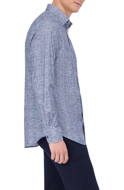 Shop Bugatchi Karl Shaped Fit Plaid Cotton Button-up Shirt In Dusty Blue