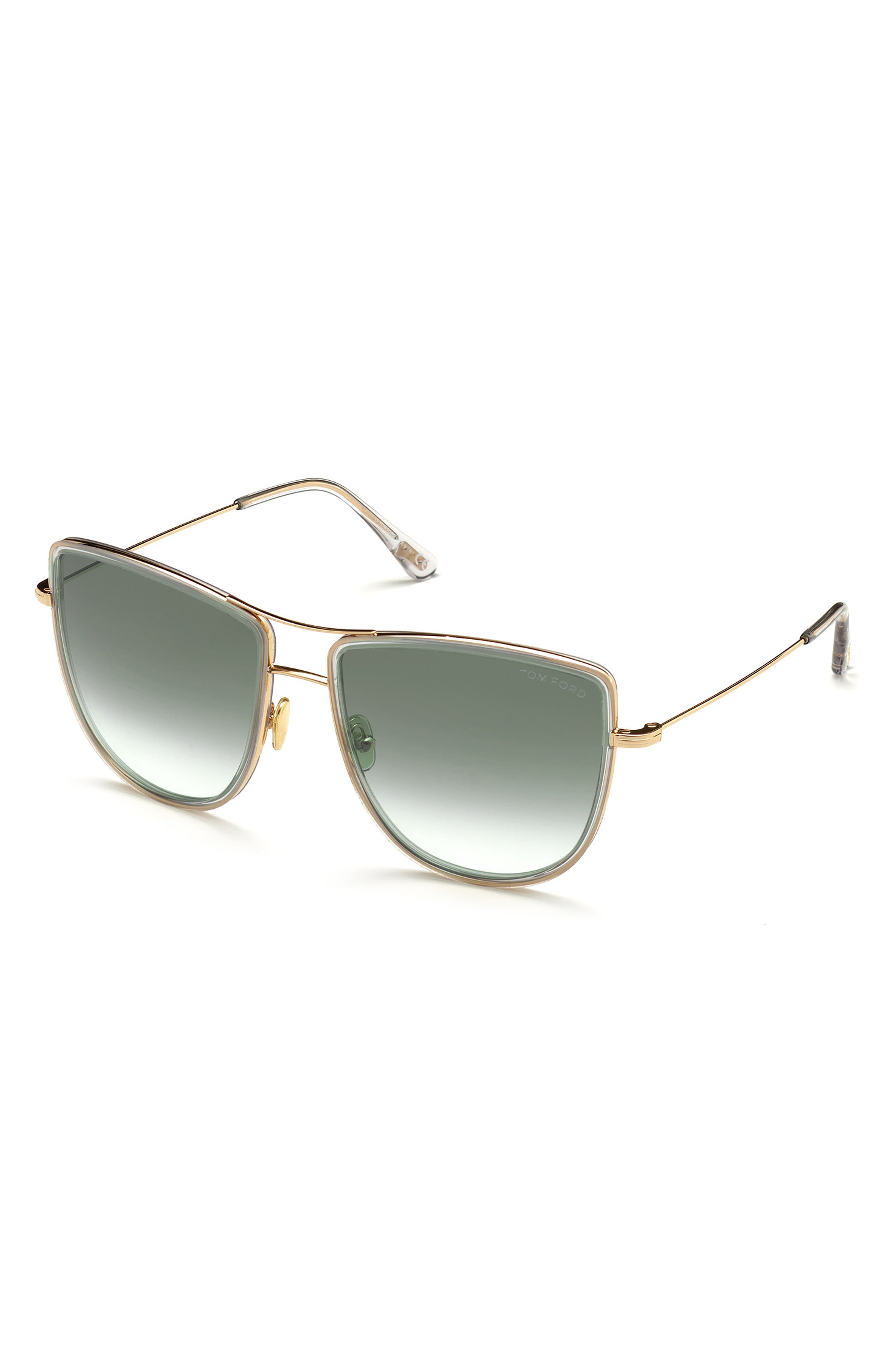 tom ford shiny rose gold 61mm square aviator polarized sunglasses