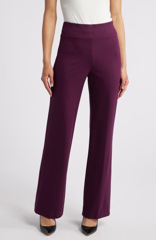 Shop Anne Klein Pull-on Wide Leg Pants In Deep Plum