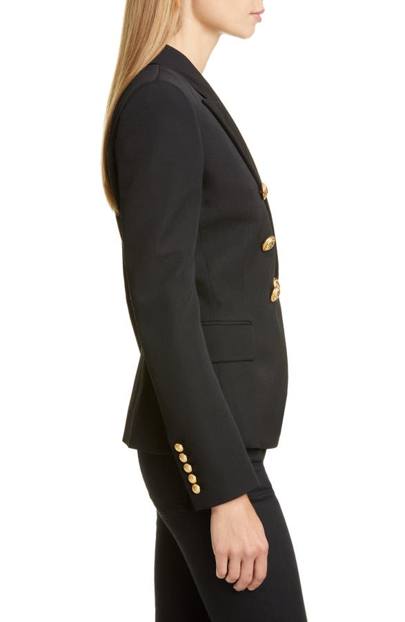 BALMAIN DOUBLE BREASTED WOOL BLAZER,RF0997498 132L
