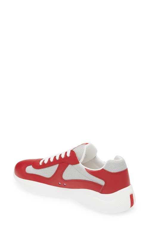 Shop Prada America's Cup Sneaker In Scarlatto/argento