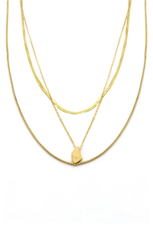 Teardrop Pendant Layered Necklace in Gold