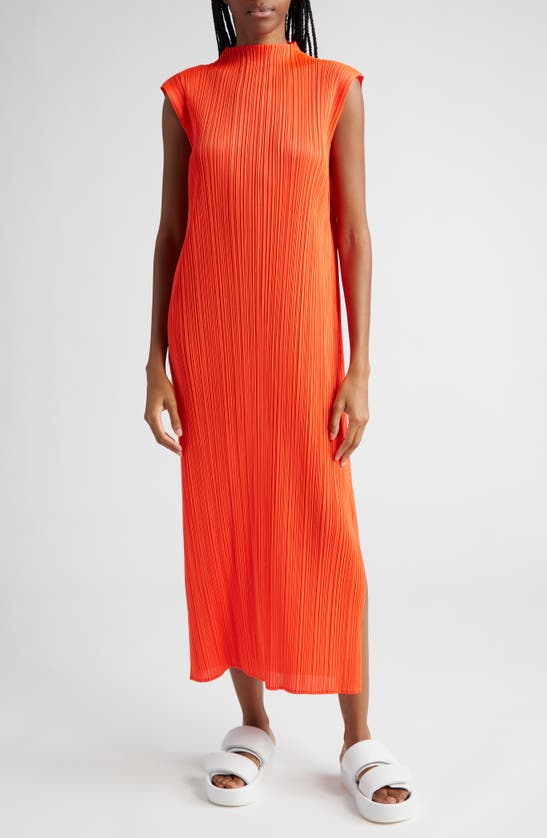 Shop Issey Miyake Pleats Please  Monthly Colors April Pleated Dress In Habanero