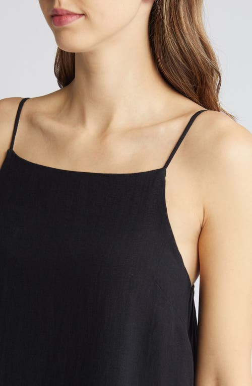 Desmond & Dempsey Womens Linen Square Nightie In Plain Linen Black