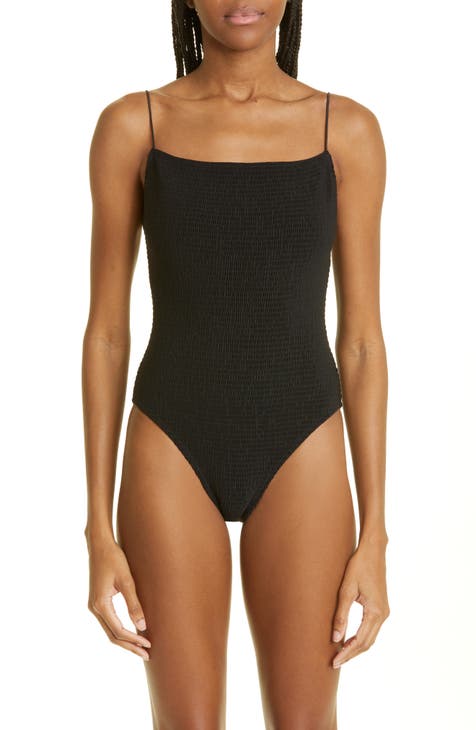 Twist-strap one-shoulder swimsuit black – TOTEME