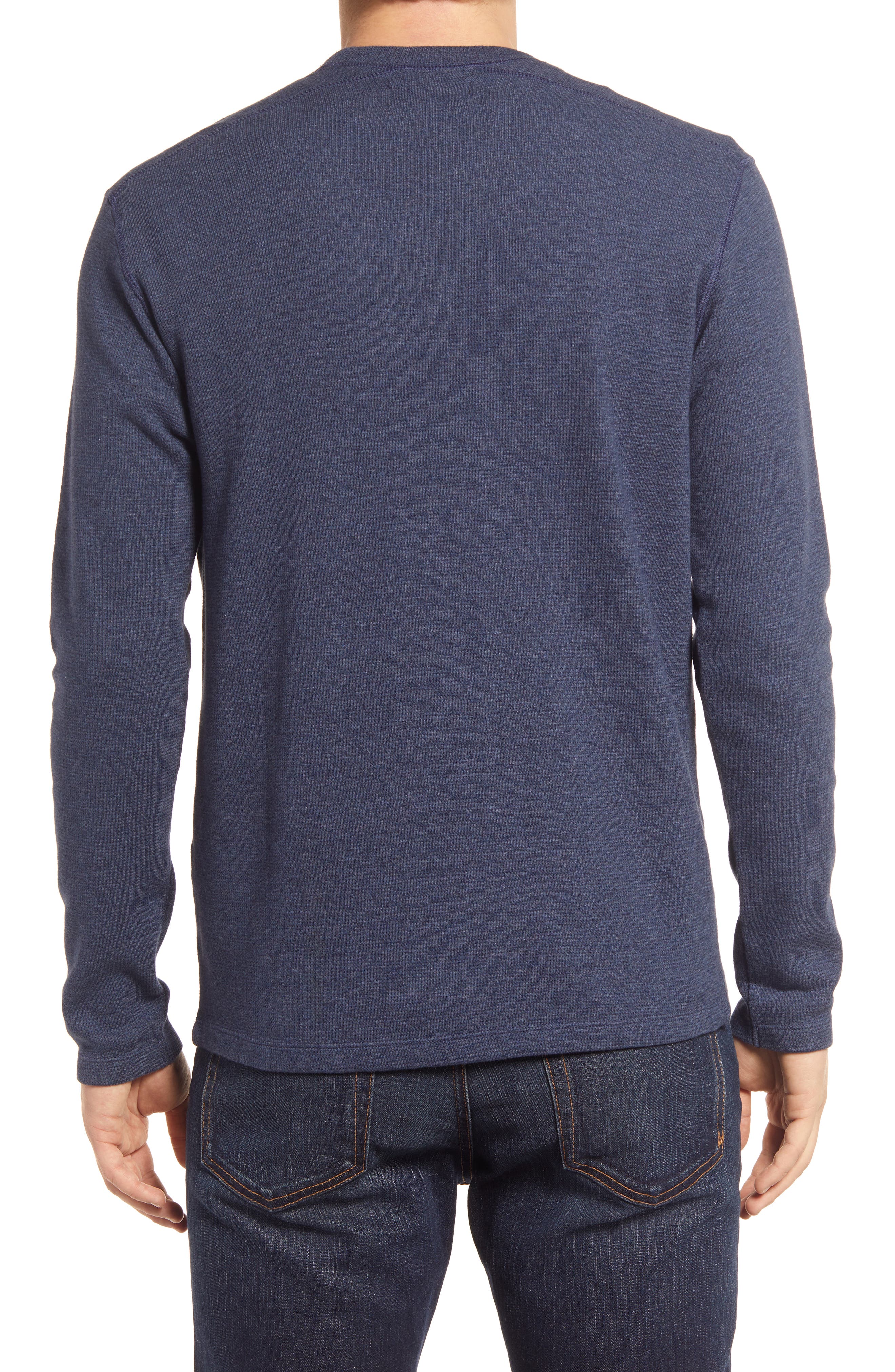 cotton thermal knit crewneck sweater