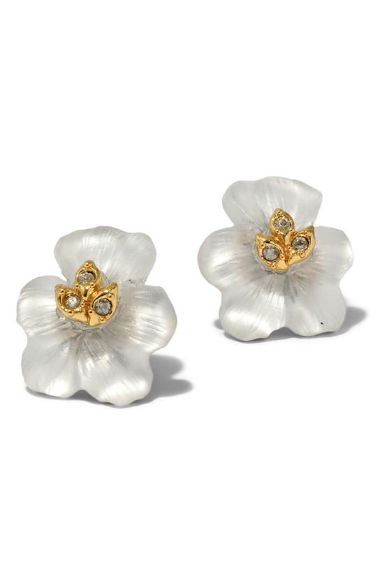 Alexis Bittar Pansy Lucite® Flower Stud Earrings In White/gold