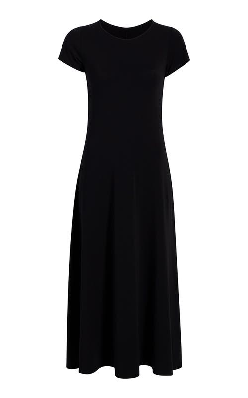 Another Tomorrow Short-sleeve Jersey Midi-dress In Black