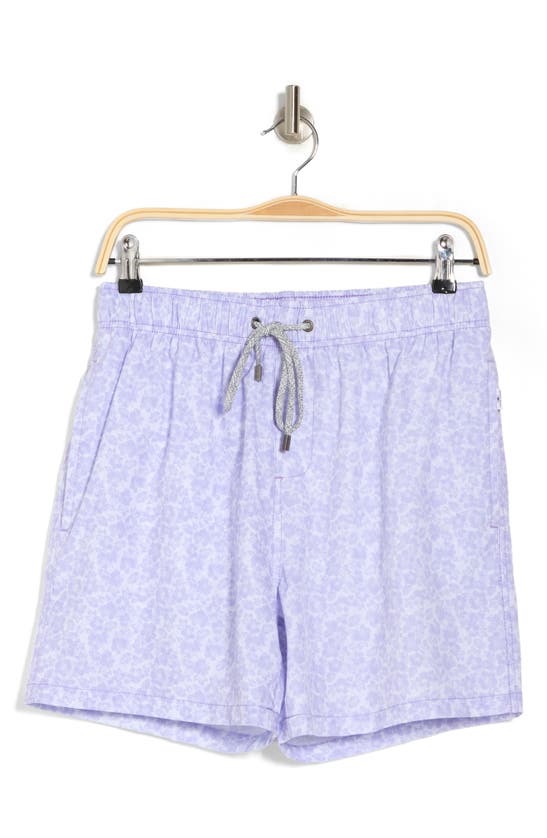 Shop Vintage Summer Ditsy Hibiscus Swim Trunks In Lilac